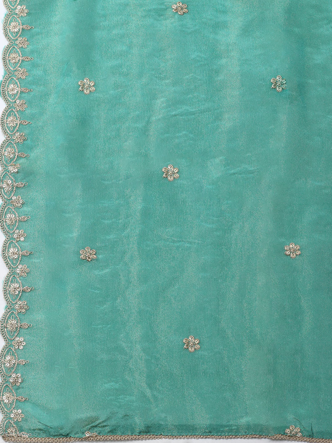 Embroidered Tissue Unstitched Kurta With Pant &amp; Dupatta