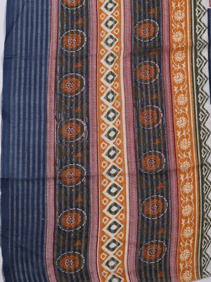 Printed Cotton Blend Unstitched Suit With Dupatta