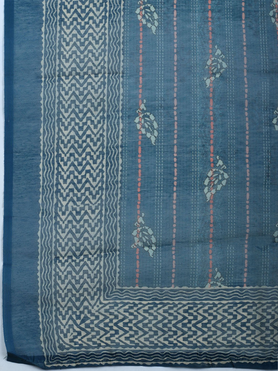 Printed Chanderi Unstitched Suit With Dupatta