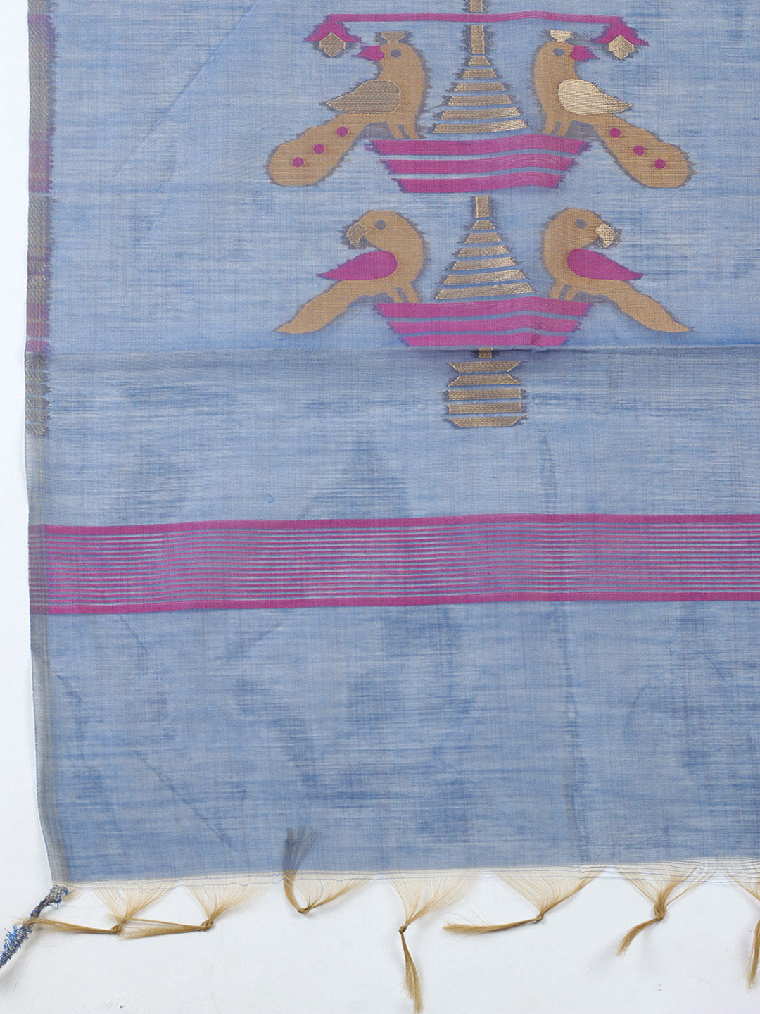 Printed Chanderi Unstitched Suit With Pant &amp; Dupatta