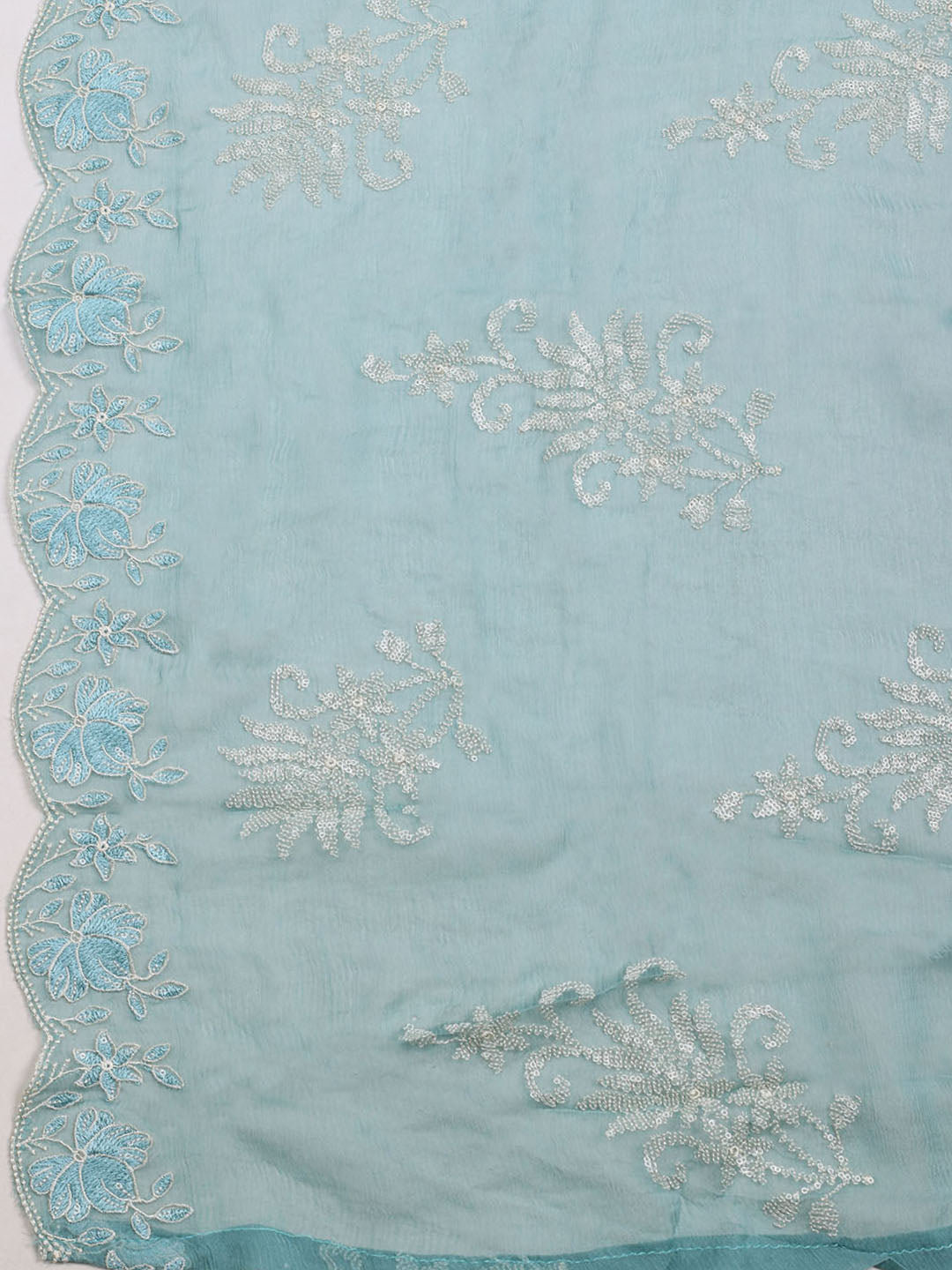 Embroidered Organza Unstitched Suit With Dupatta