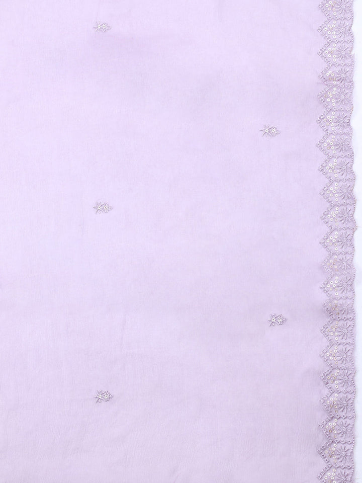 Embroidered Chanderi Unstitched Suit With Pant &amp; Dupatta