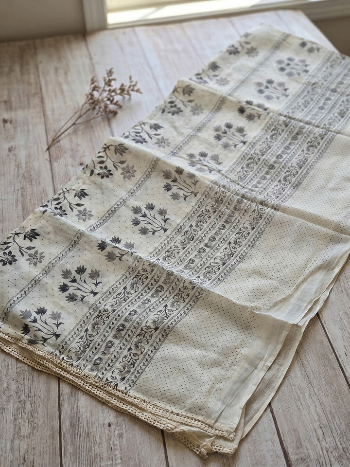 Printed Cotton Blend Unstitched Suit With Pant &amp; Dupatta