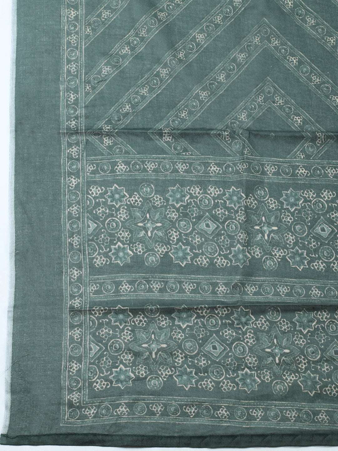 Printed Cotton Blend Unstitched Suit With Pant &amp; Dupatta