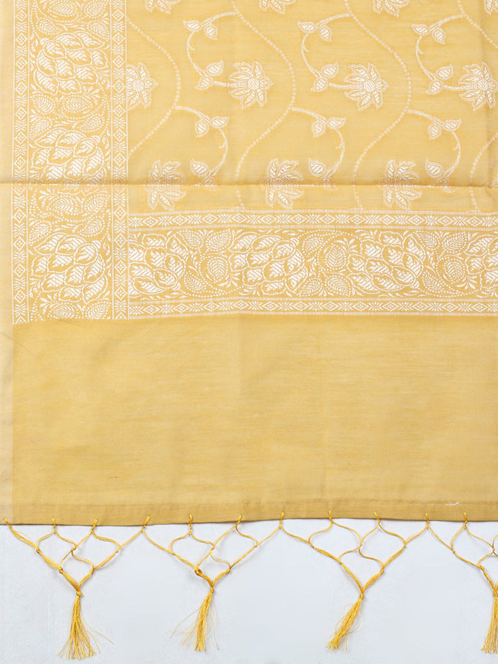 Woven Design Chanderi Unstitched Suit With Pant &amp; Dupatta