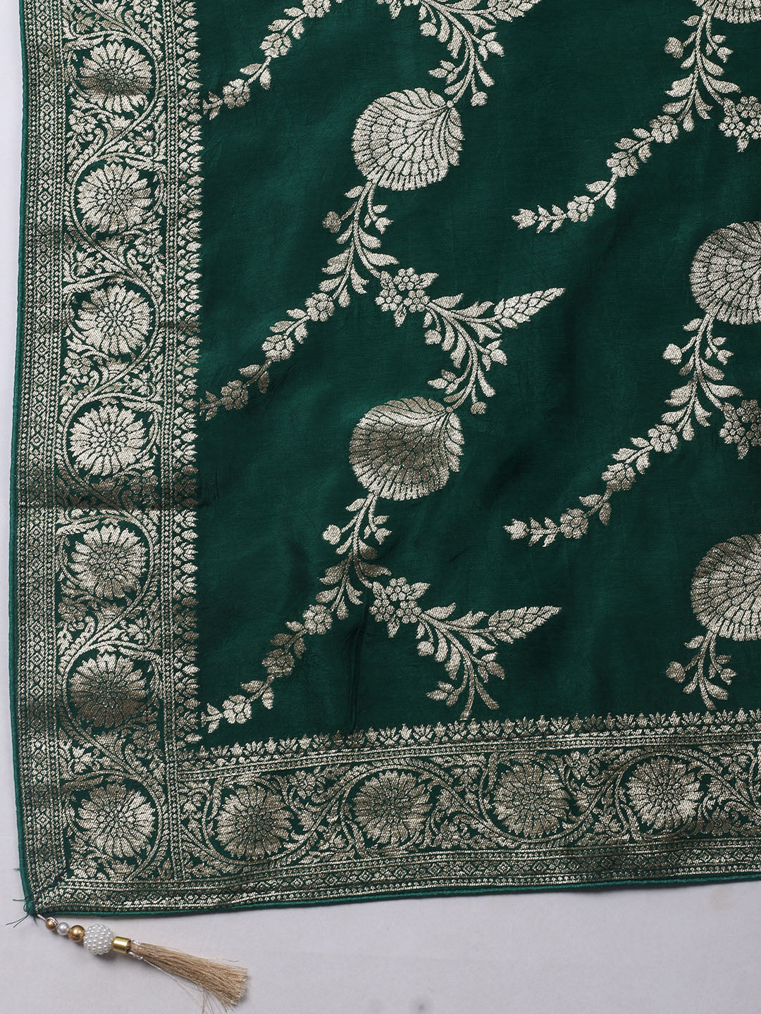 Neck Embroidered Chanderi Unstitched Suit With Dupatta