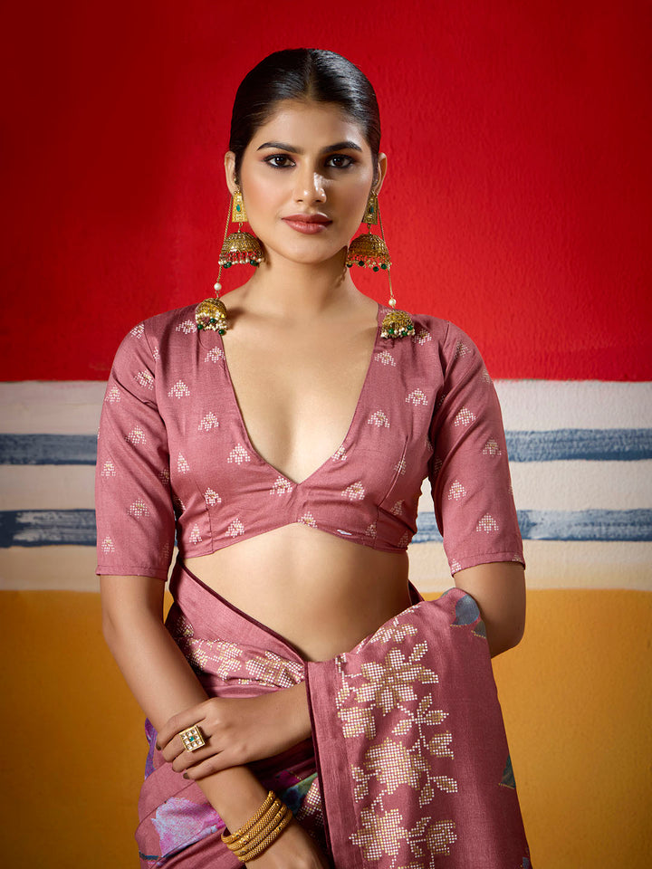 Digital Floral Printed Art Silk Saree