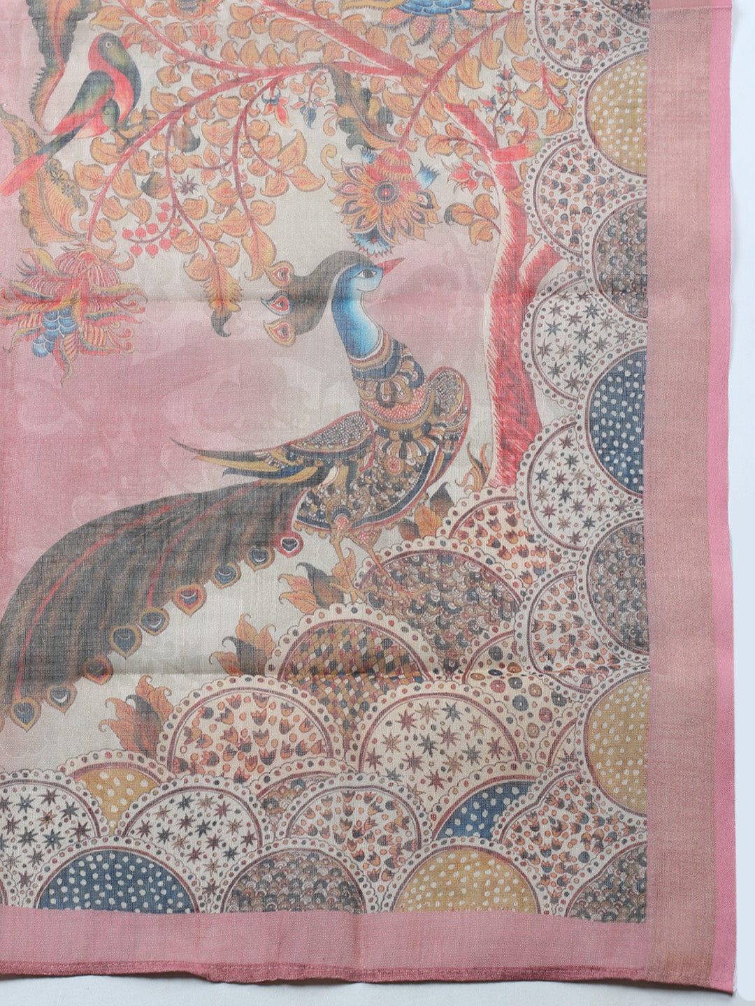 Printed Linen Blend Unstitched Suit With Pant &amp; Dupatta