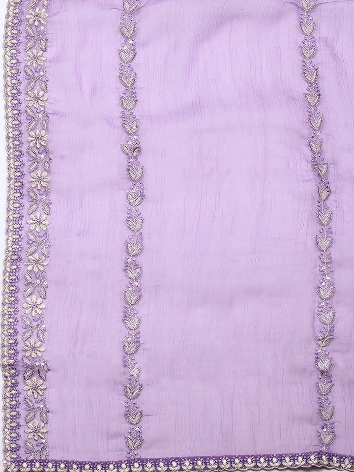 Embroidered Organza Unstitched Suit With Pant &amp; Dupatta