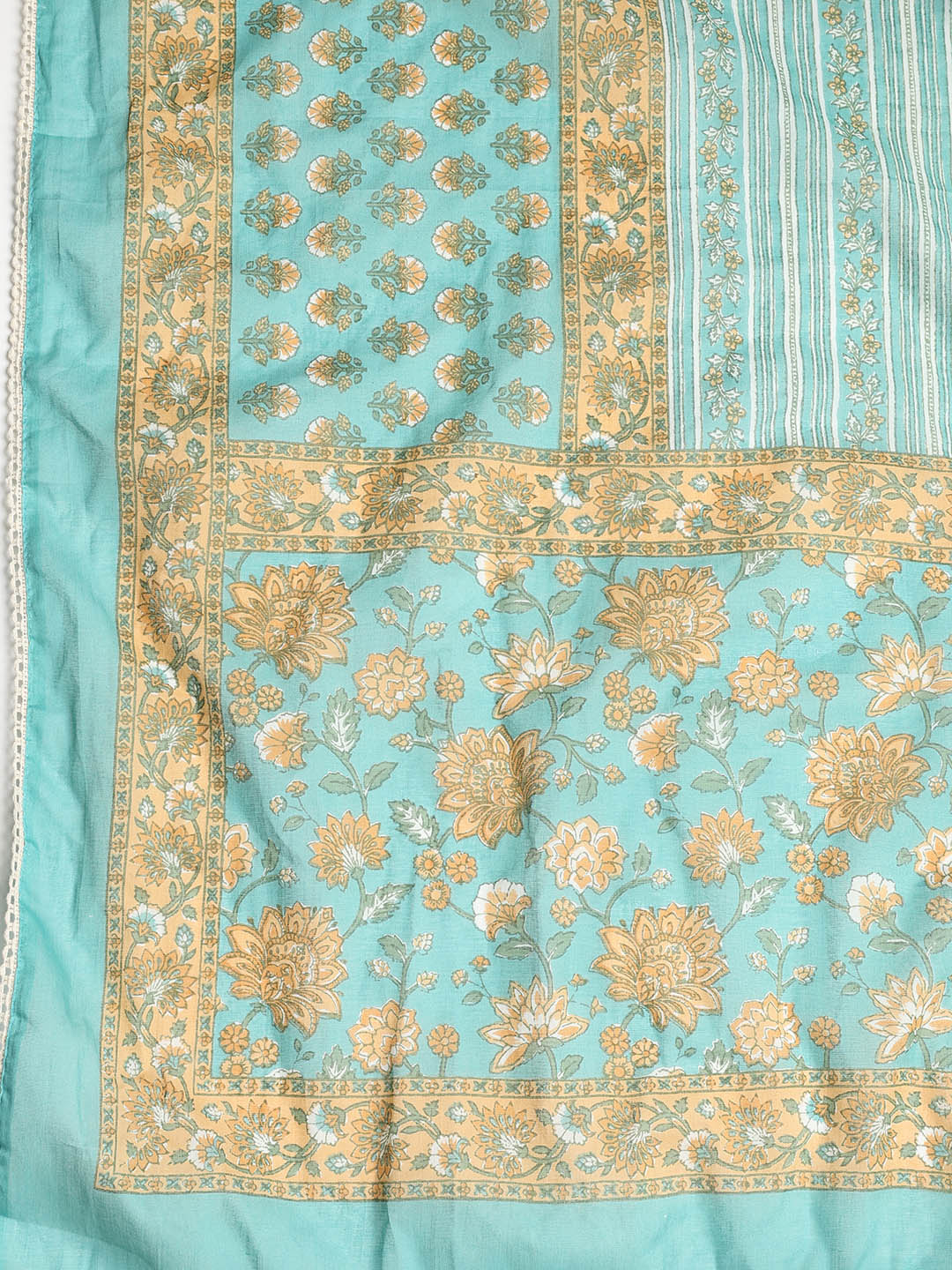 Printed Cotton Blend Unstitched Suit With Dupatta