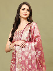 Woven Chanderi Unstitched Suit With Dupatta