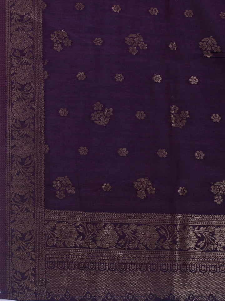 Embroidered Chanderi Unstitched Suit With Dupatta