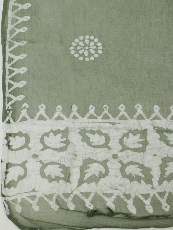 Printed Cotton Unstitched Suit With Pant &amp; Dupatta