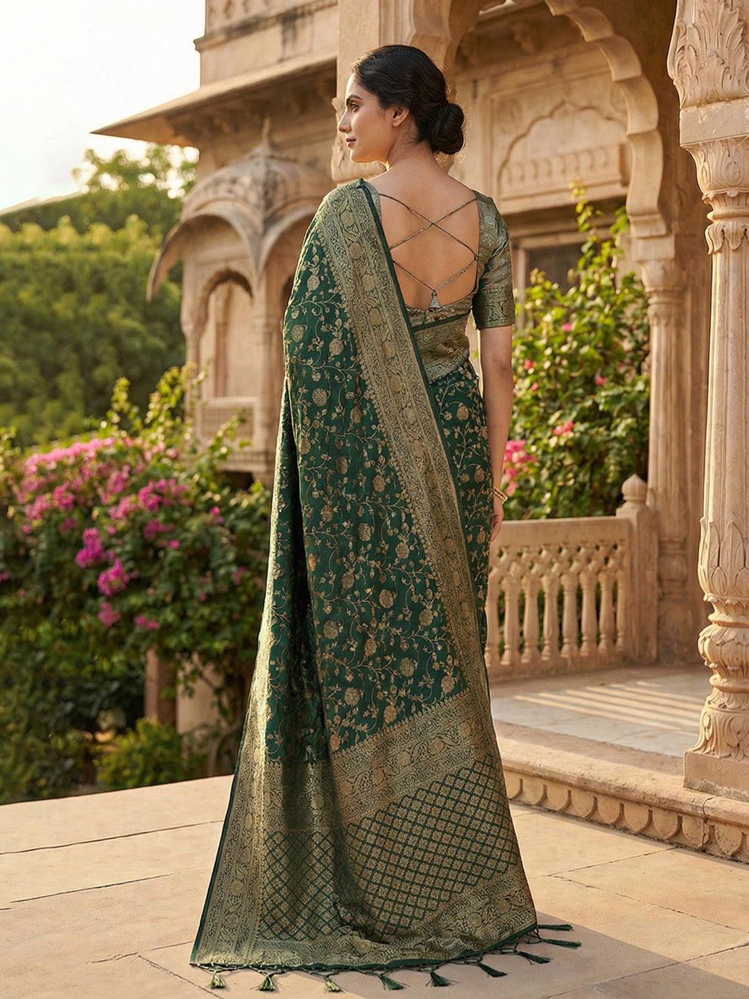 Plain Crepe Saree
