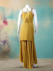 Woven Design Tissue Stitched Kurta With Pant & Dupatta