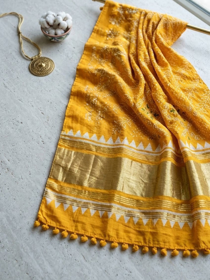 Embroidered Art Silk Unstitched Suit With Pant &amp; Dupatta