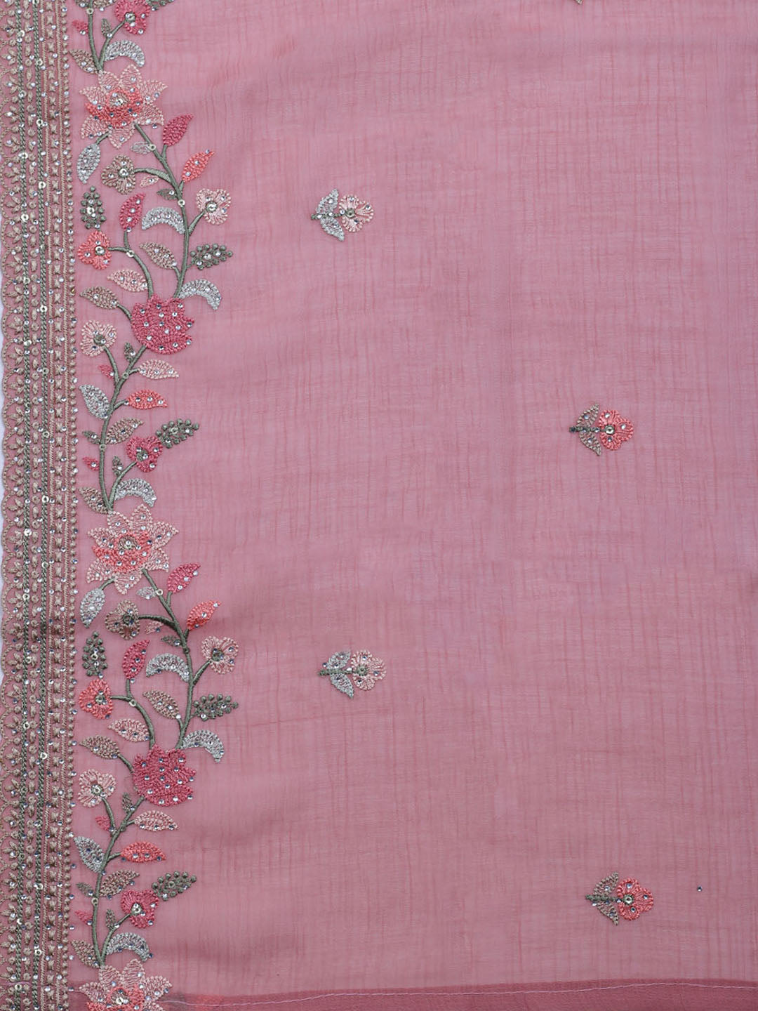 Embroidered Chiffon Unstitched Suit With Dupatta