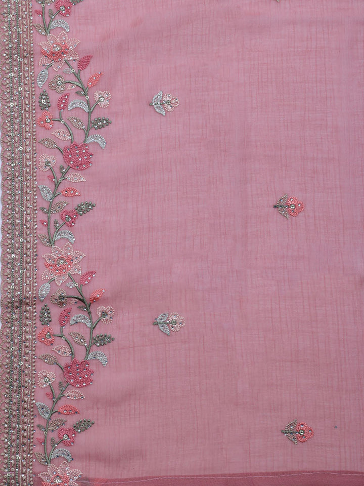 Embroidered Chiffon Unstitched Suit With Dupatta