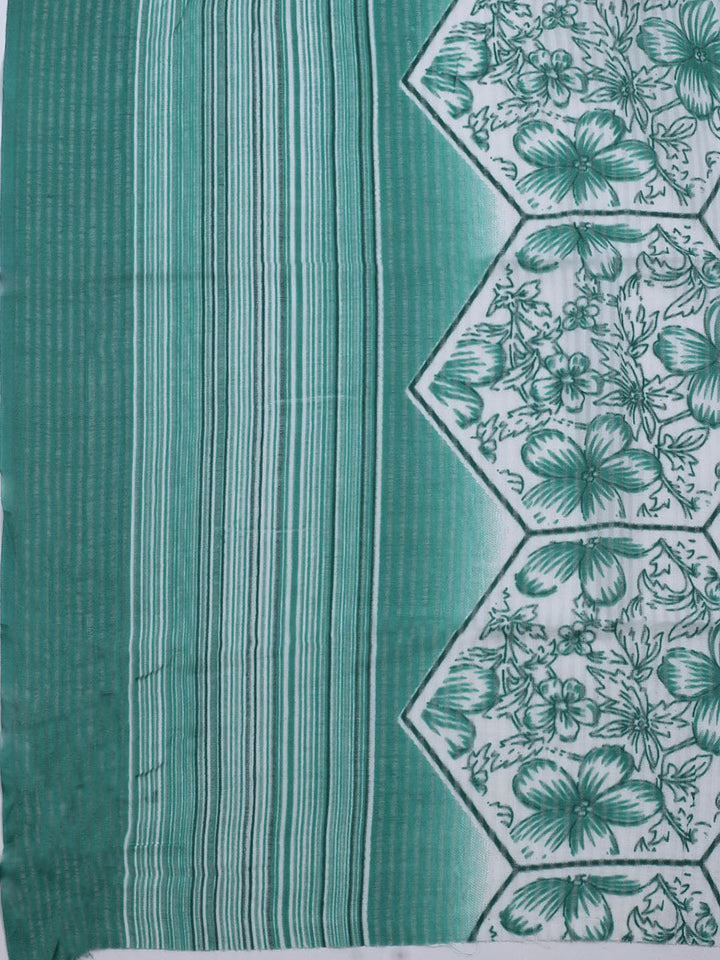 Floral Printed Cotton Blend Unstitched Suit With Dupatta