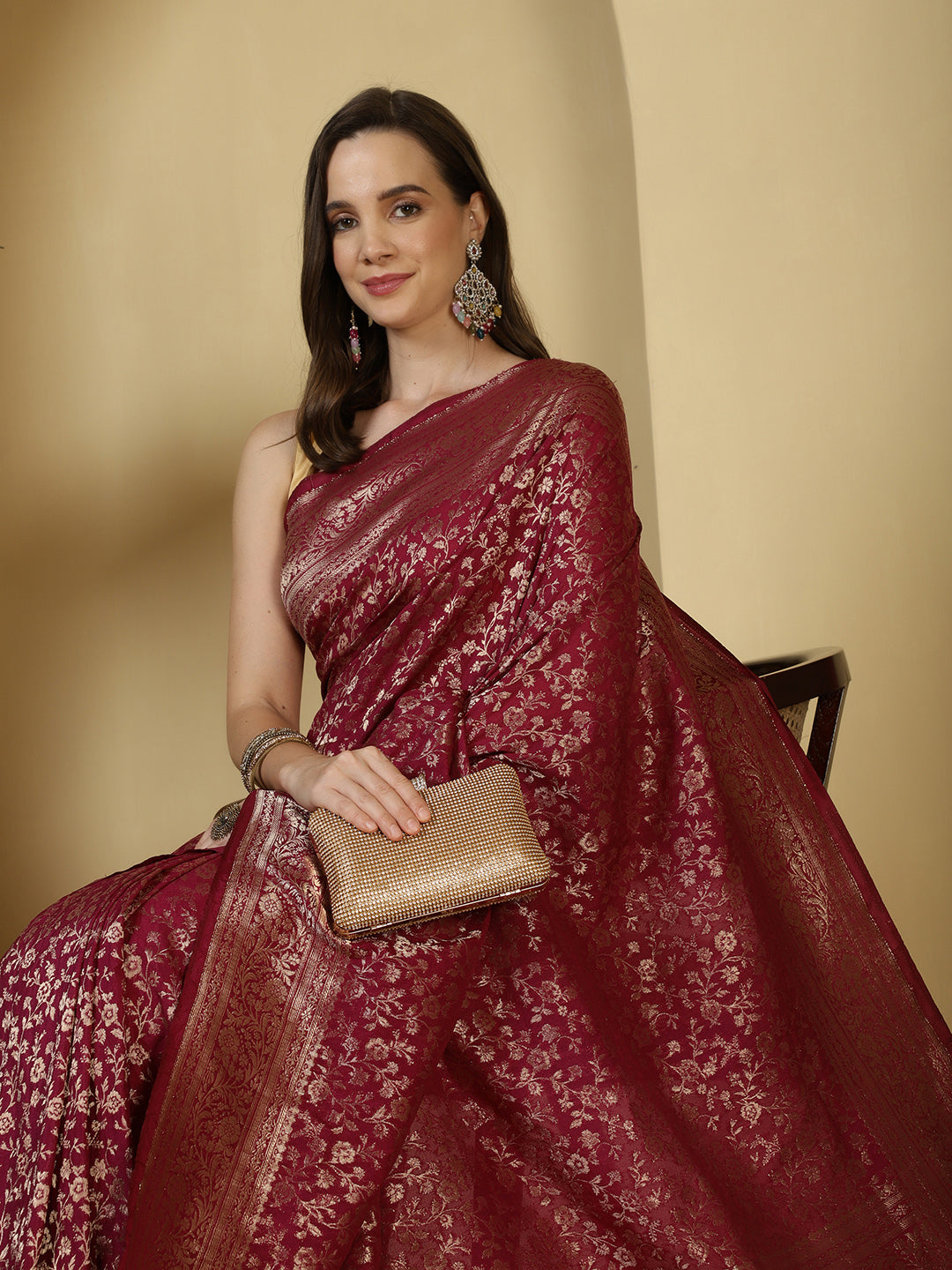 Zaari Jaal Crepe Saree