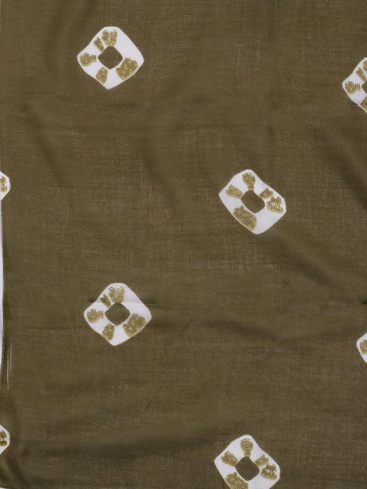 Printed Cotton Blend Unstitched Suit With Dupatta