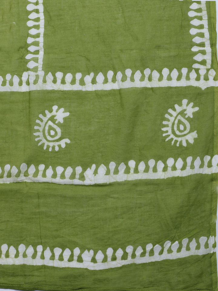 Printed Cotton Blend Unstitched Kurta With Pant &amp; Dupatta