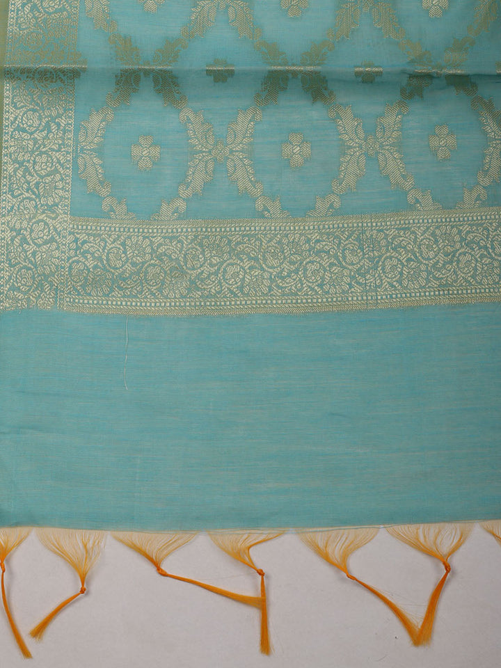 Printed Chanderi Unstitched Suit With Dupatta
