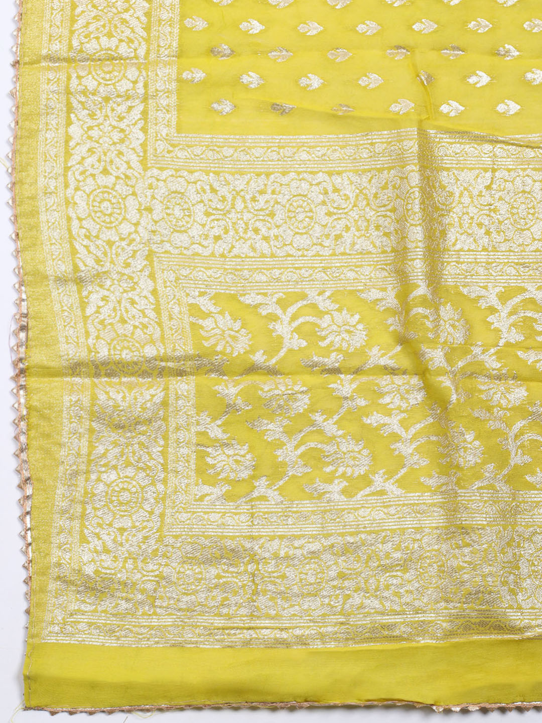 Neck Embroidered Chanderi Unstitched Suit With Dupatta