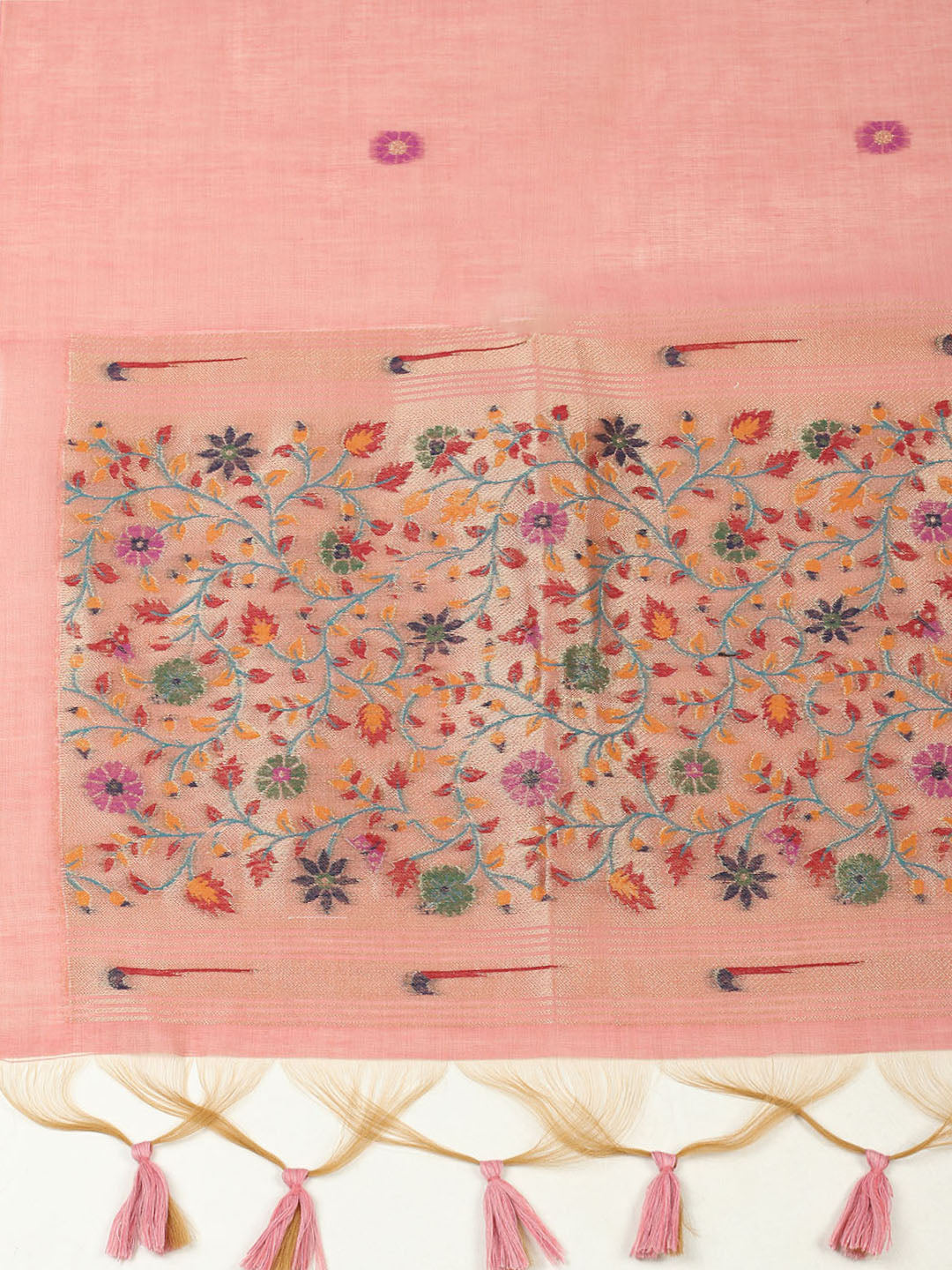 Embroidered Chanderi Unstitched Suit With Pant &amp; Dupatta
