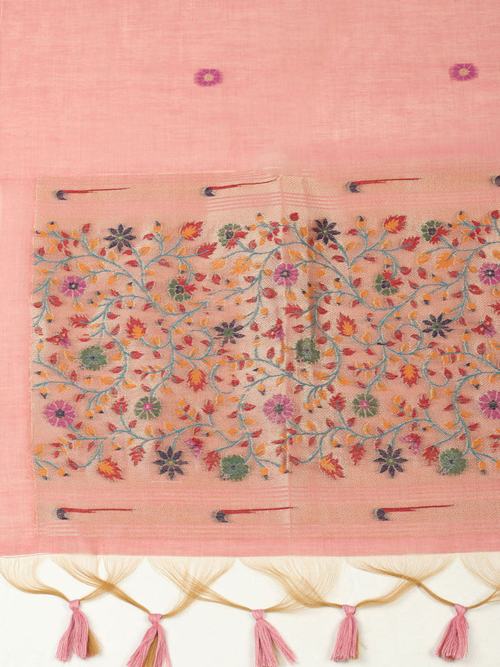 Embroidered Chanderi Unstitched Suit With Pant &amp; Dupatta