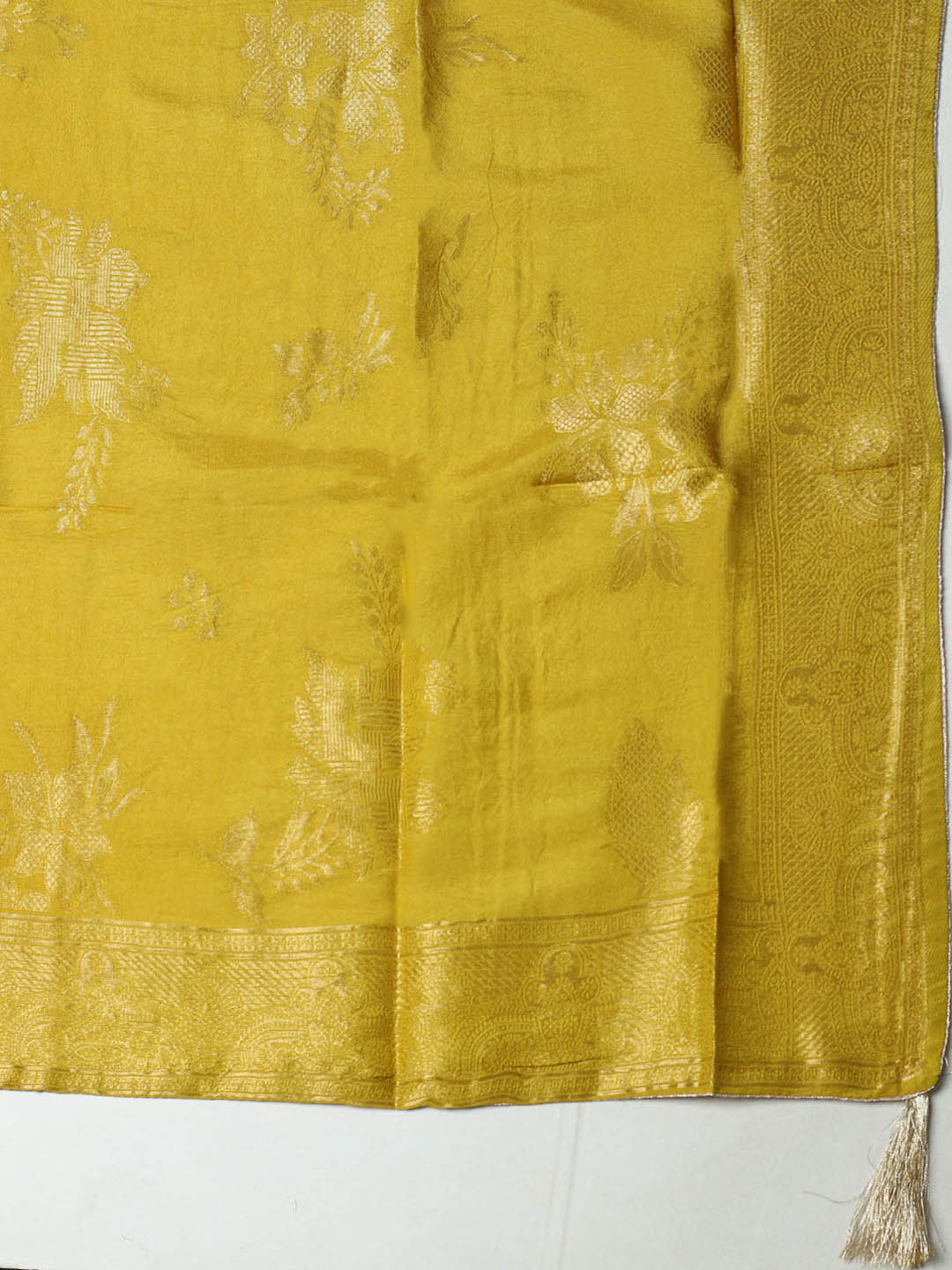 Embroidered Chanderi Unstitched Suit With Pant &amp; Dupatta