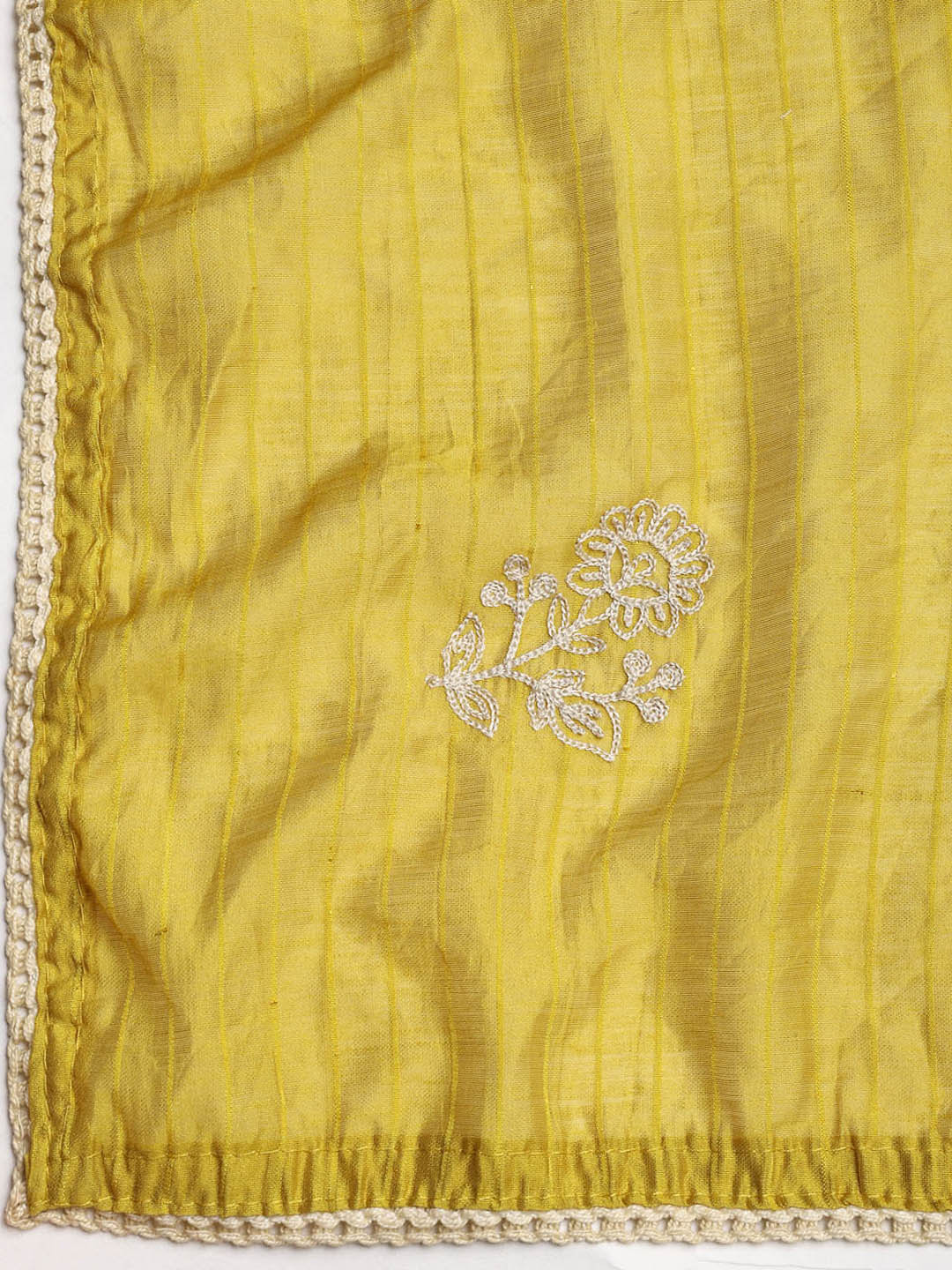 Embroidered Chanderi Unstitched Suit With Dupatta