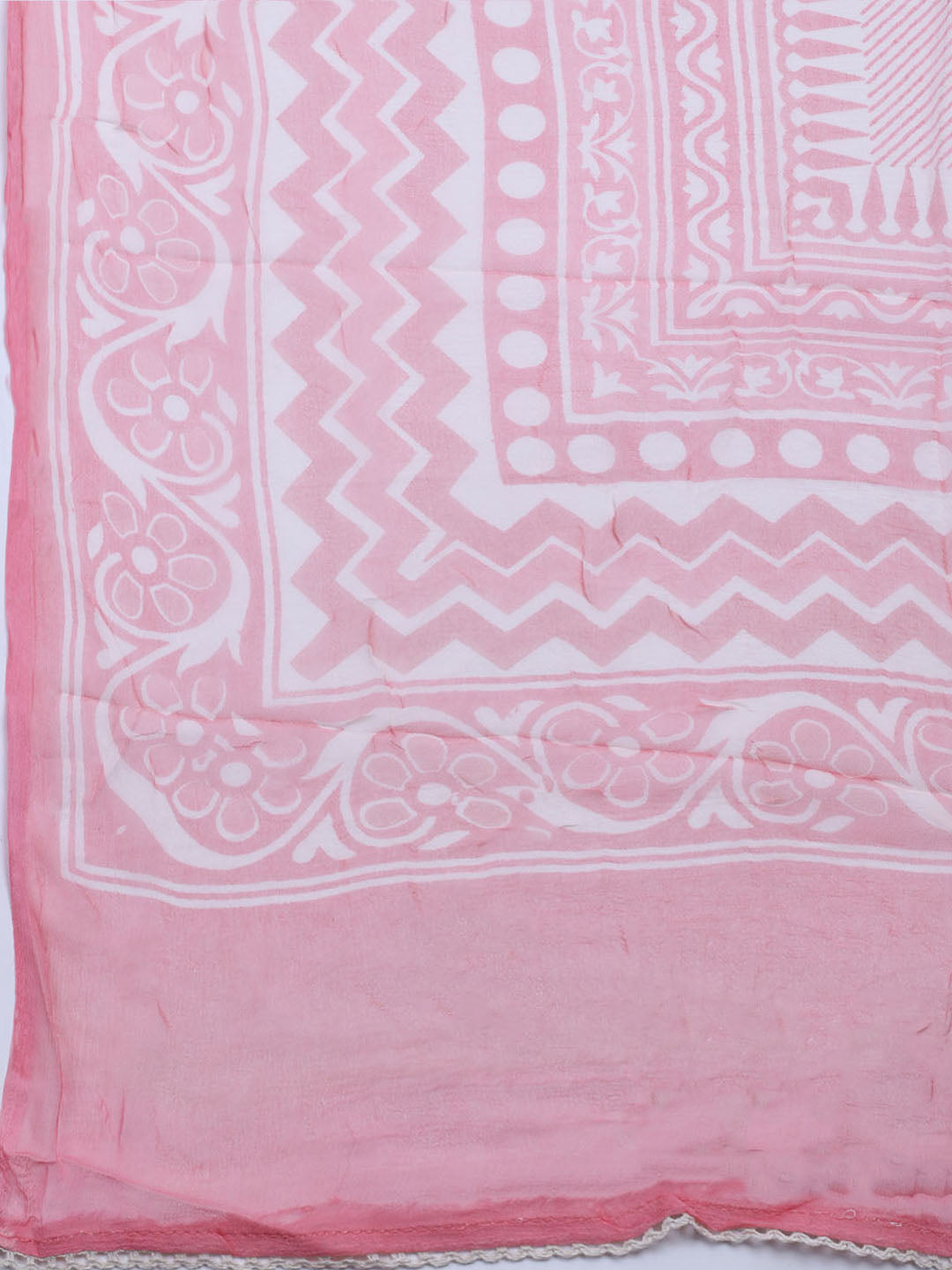 Printed Cotton Blend Unstitched Kurta With Pant &amp; Dupatta