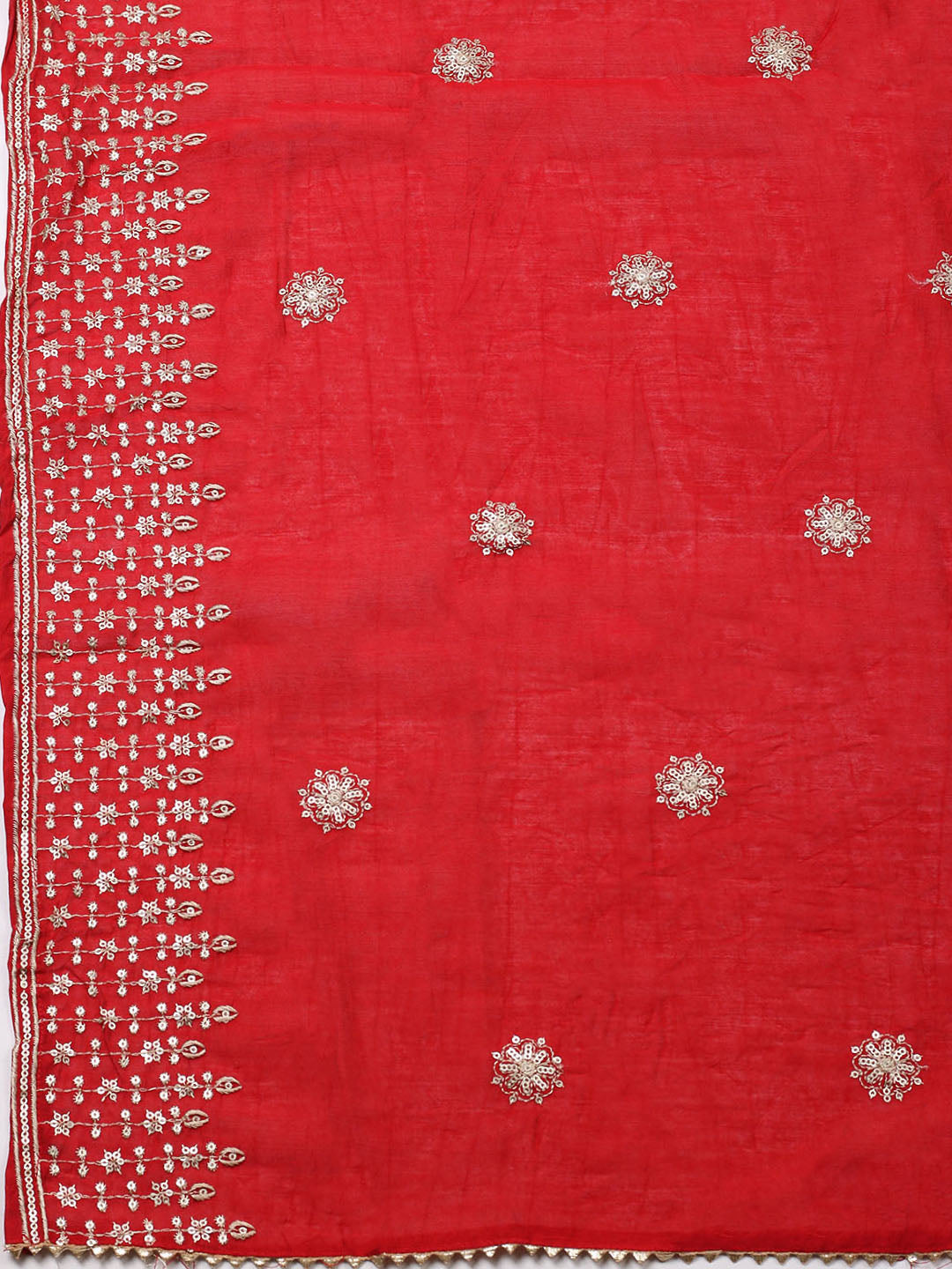 Embroidered Cotton Unstitched Suit With Pant &amp; Dupatta