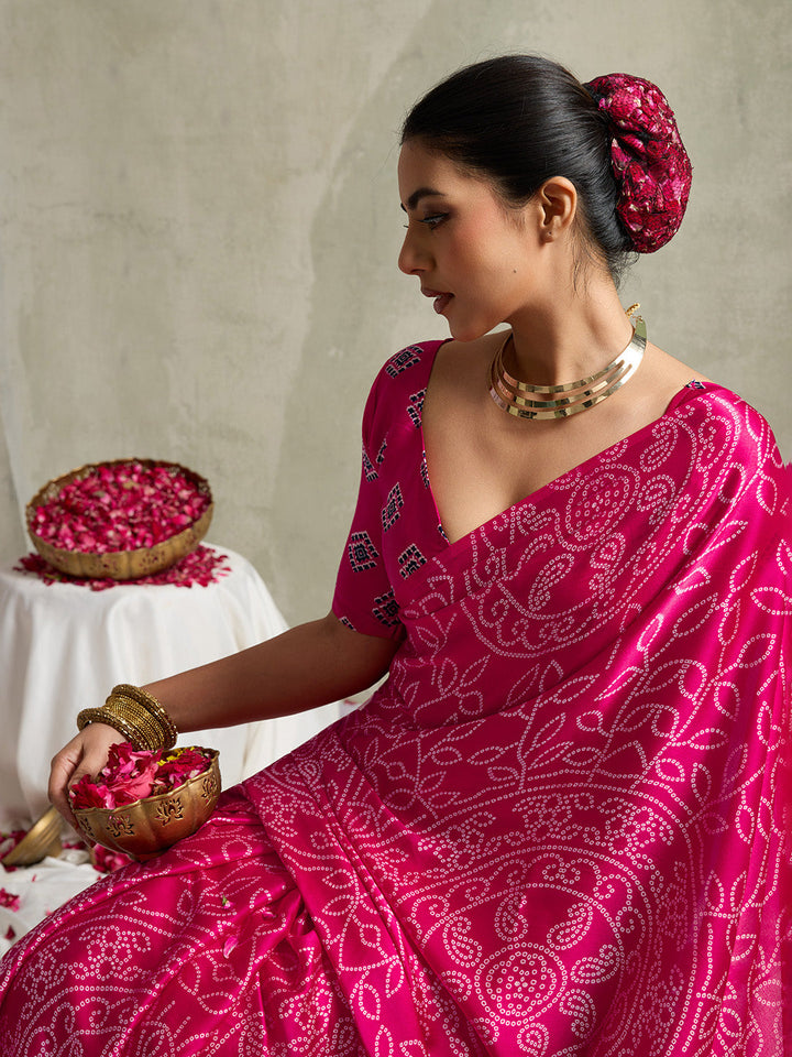 Printed Satin Saree