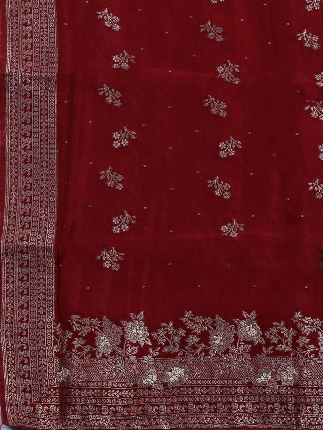 Embroidered Art Silk Unstitched Suit With Dupatta