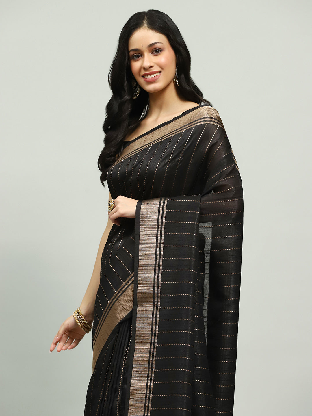 Embroidered Border Booti Art Silk Saree