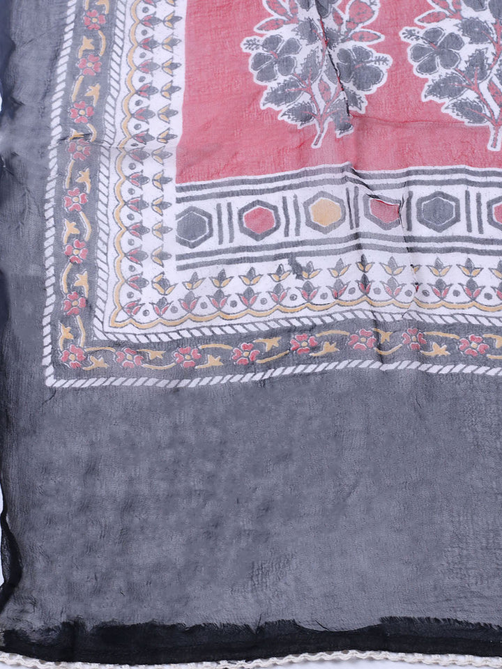 Embroidered Cotton Blend Unstitched Suit With Pant &amp; Dupatta