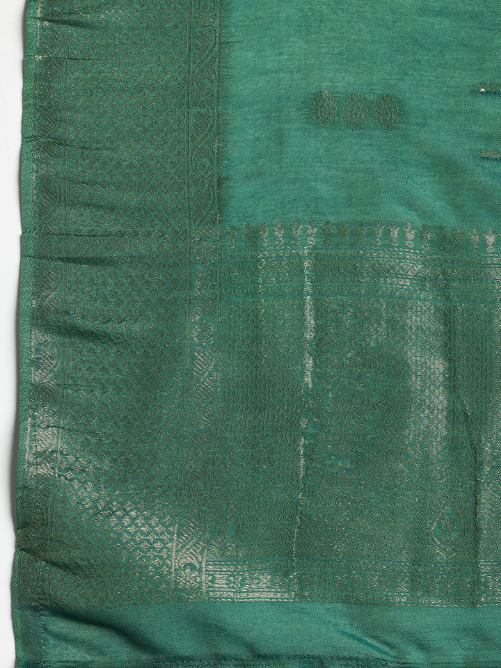 Embroidered Chanderi Unstitched Suit With Dupatta