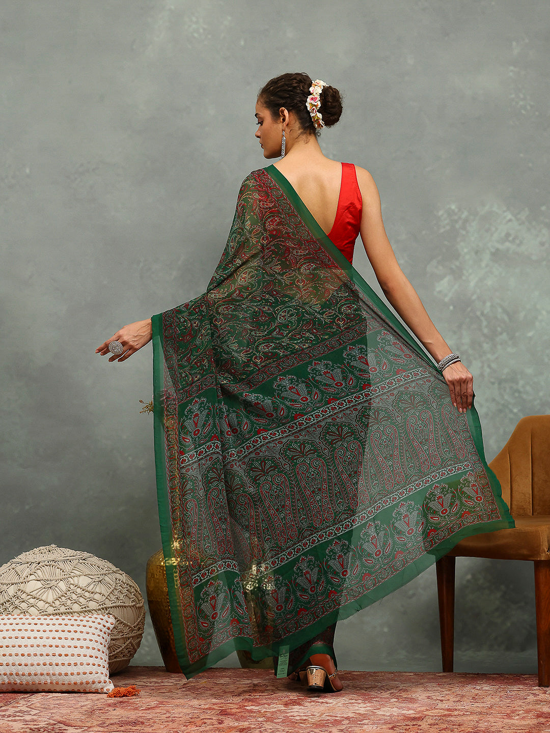 Floral Printed Georgette Saree