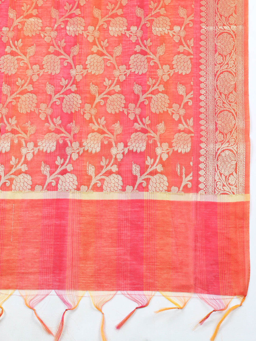 Woven Design Chanderi Unstitched Suit With Pant &amp; Dupatta