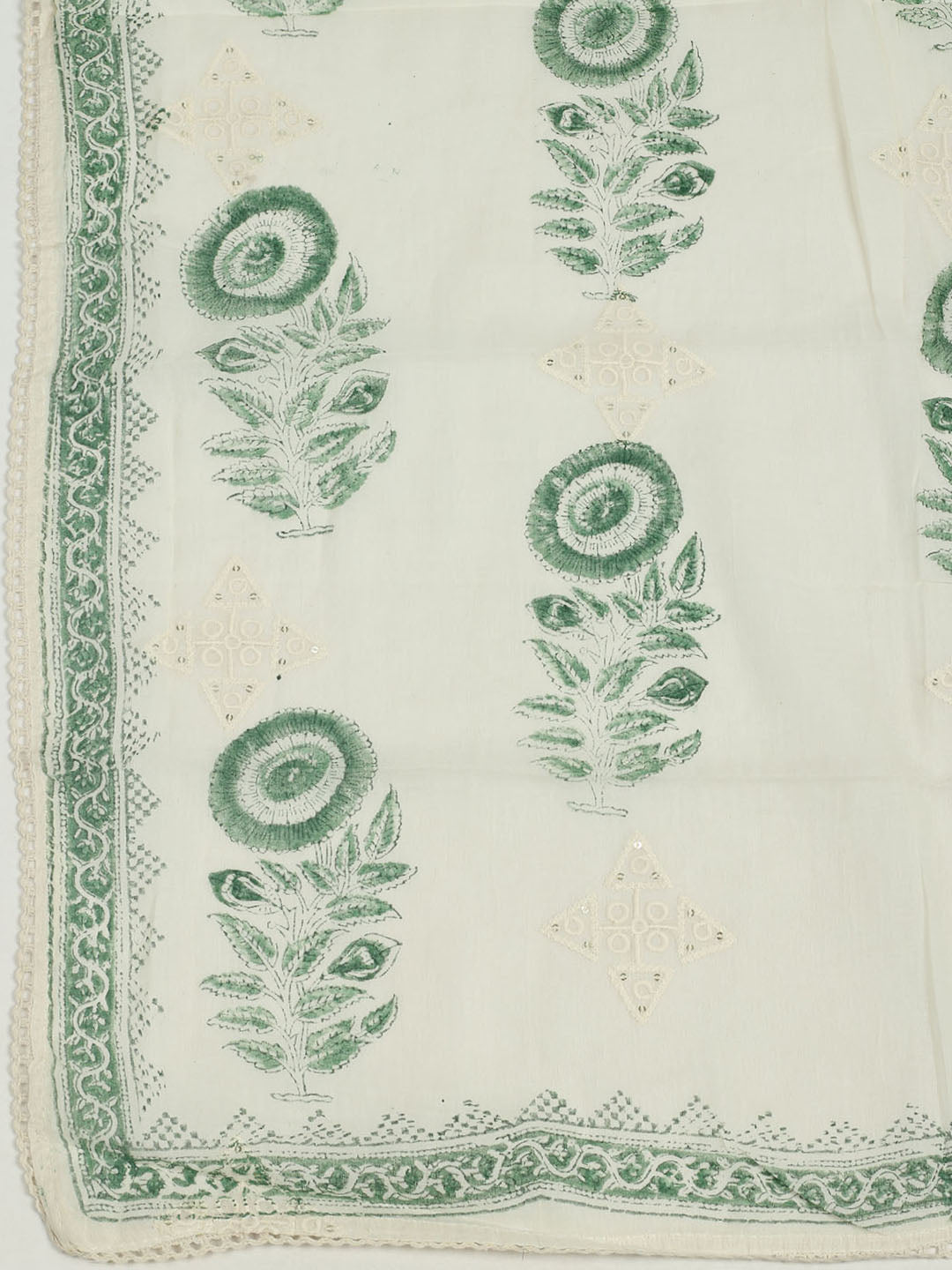 Printed Cotton Unstitched Suits Printed Suit With Pant &amp; Dupatta