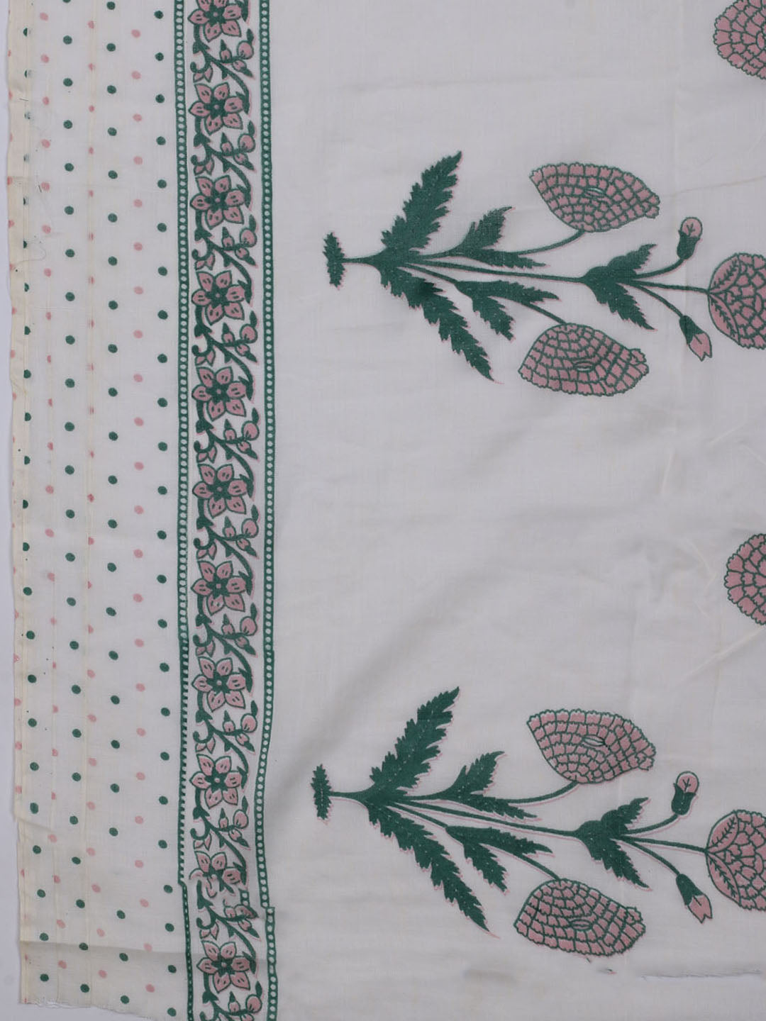 Neck Embroidered &amp; Printed Cotton Blend Unstitched Suit With Dupatta