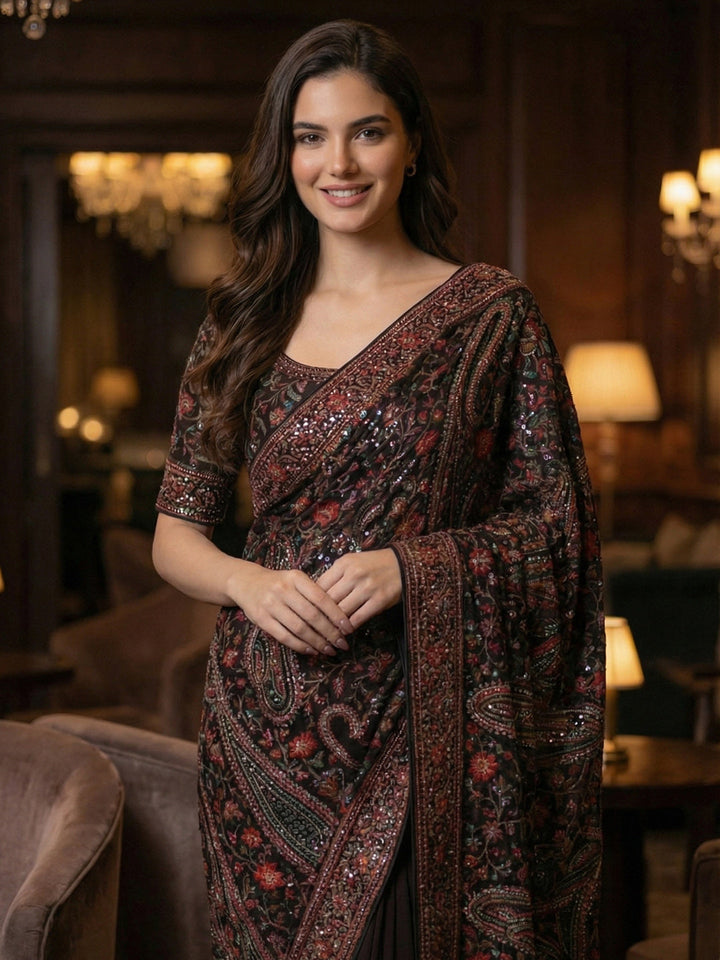 Embroidered Georgette Saree