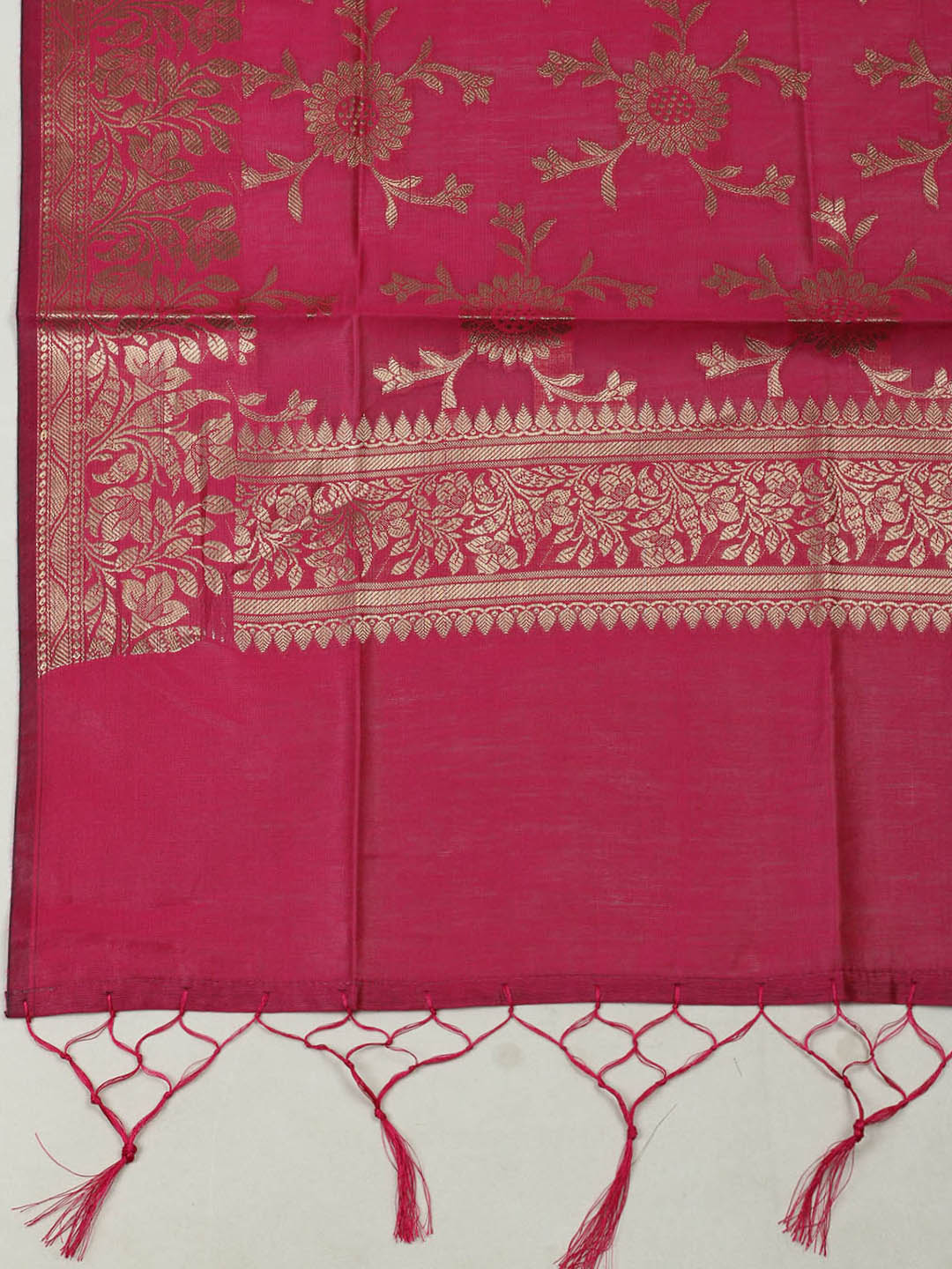 Woven Design Chanderi Unstitched Suit With Pant &amp; Dupatta