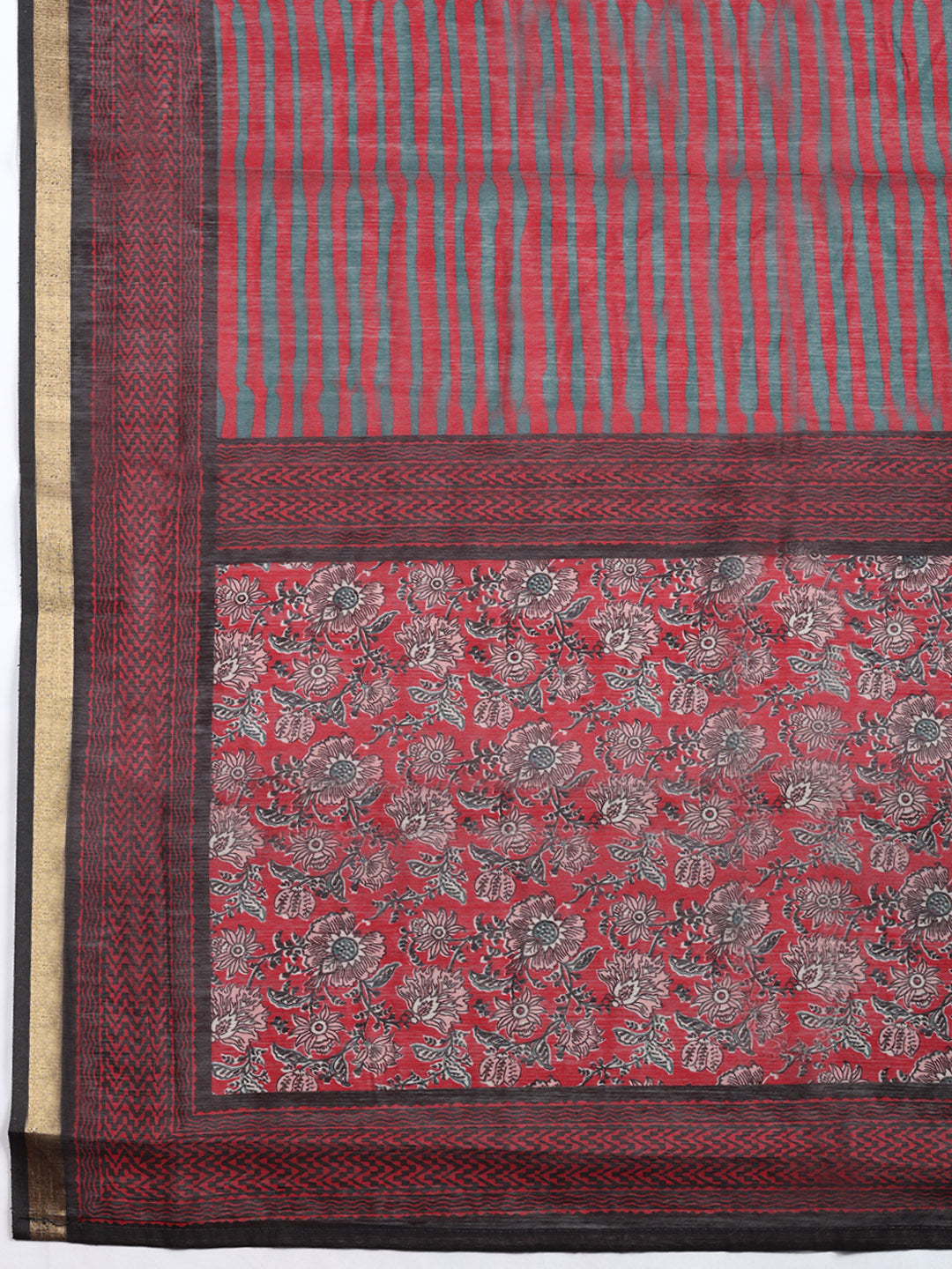 Printed, Cotton Blend Unstitched Suit With Pant &amp; Dupatta