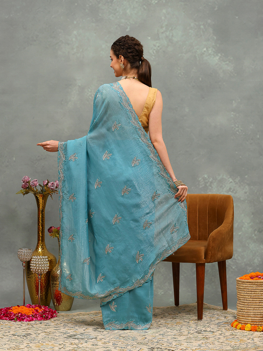 Embroidered Chiffon Saree