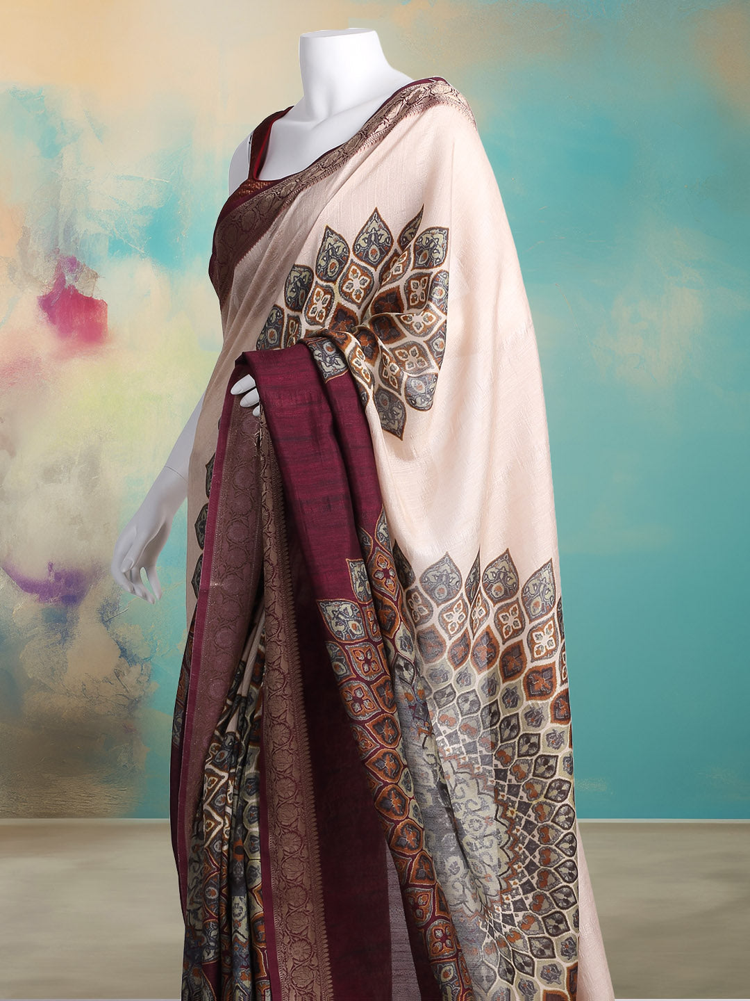 Printed Tussar Saree