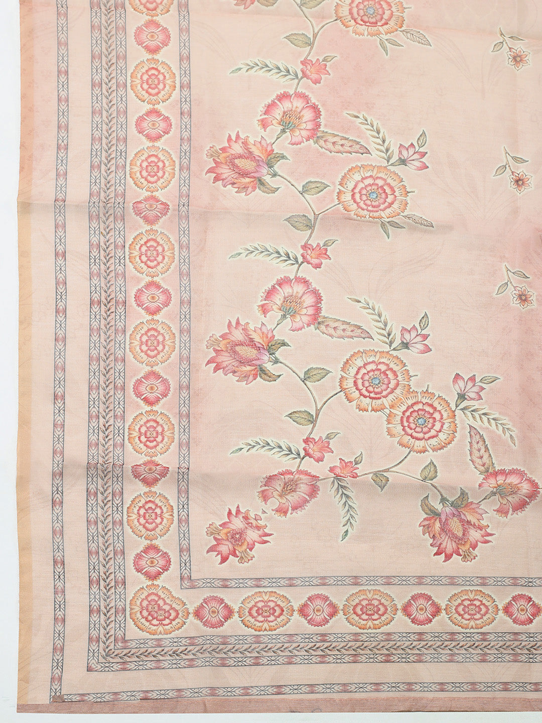 Embellished Chanderi Unstitched Suit With Pant &amp; Dupatta