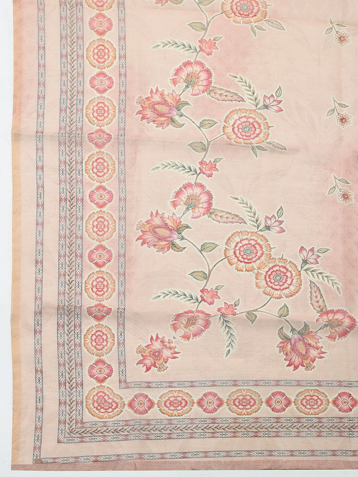 Embellished Chanderi Unstitched Suit With Pant &amp; Dupatta